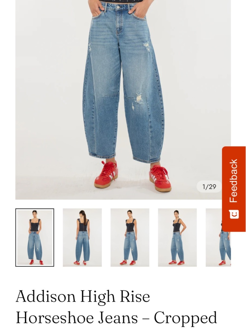 KanCan Light Blue High-Rise Wide-Leg Cropped Barrel Jeans